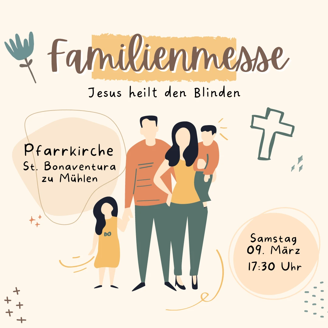 Werbebild für die Familienmesse in Mühlen